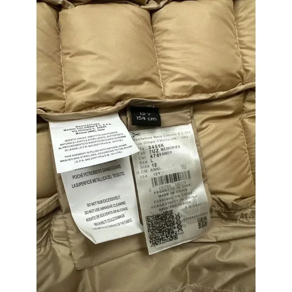 Colmar Girls Bronze Metallic Hooded Puffer Coat Jacket Size 12 Year Quilted